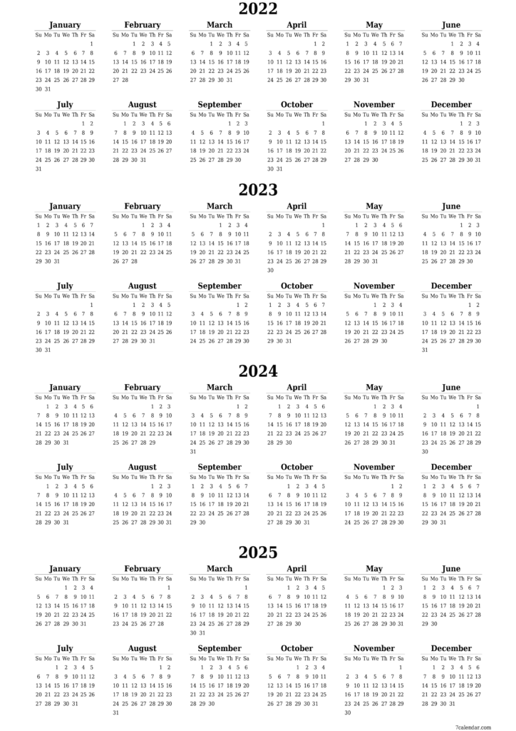 2022 2023 2024 2025 Free Printable Calendars And Planners PDF