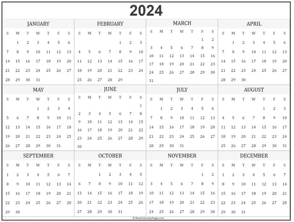 2024 2024 Calendar Yearly Printable 2024 CALENDAR PRINTABLE