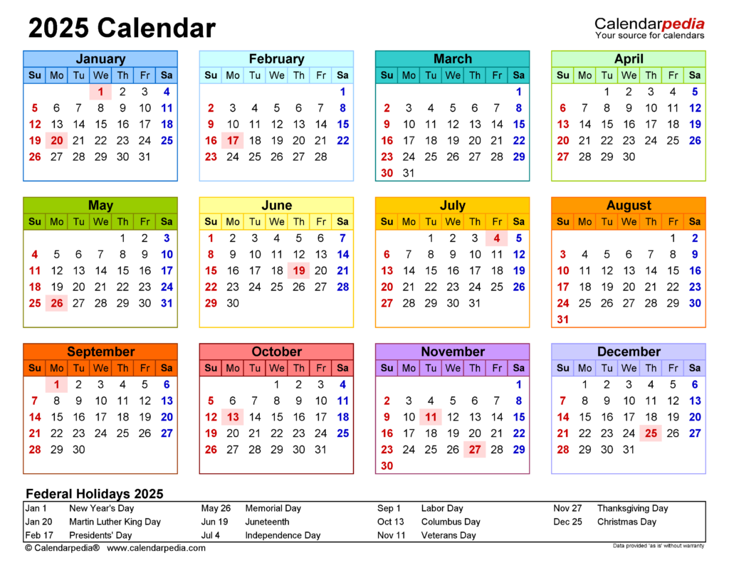 2024 2025 Calendar At A Glance Printable Coloring January 2024 Calendar