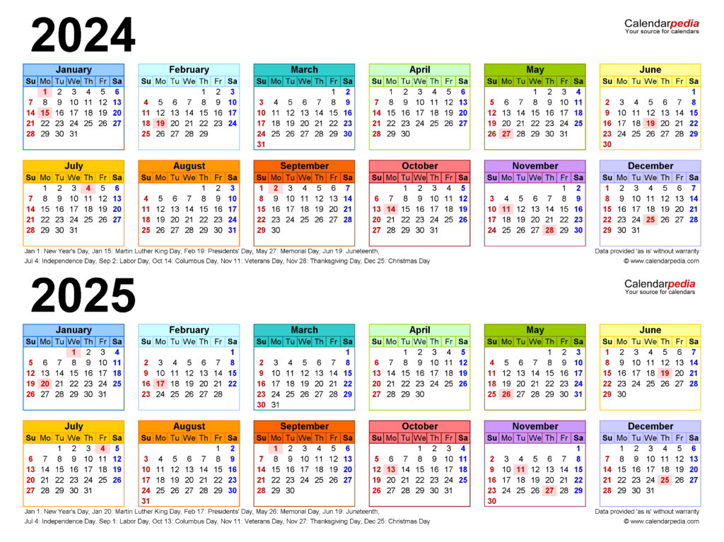 2024 And 2025 Calendar