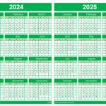 2024 Calendar 2025 Printable 45Y14