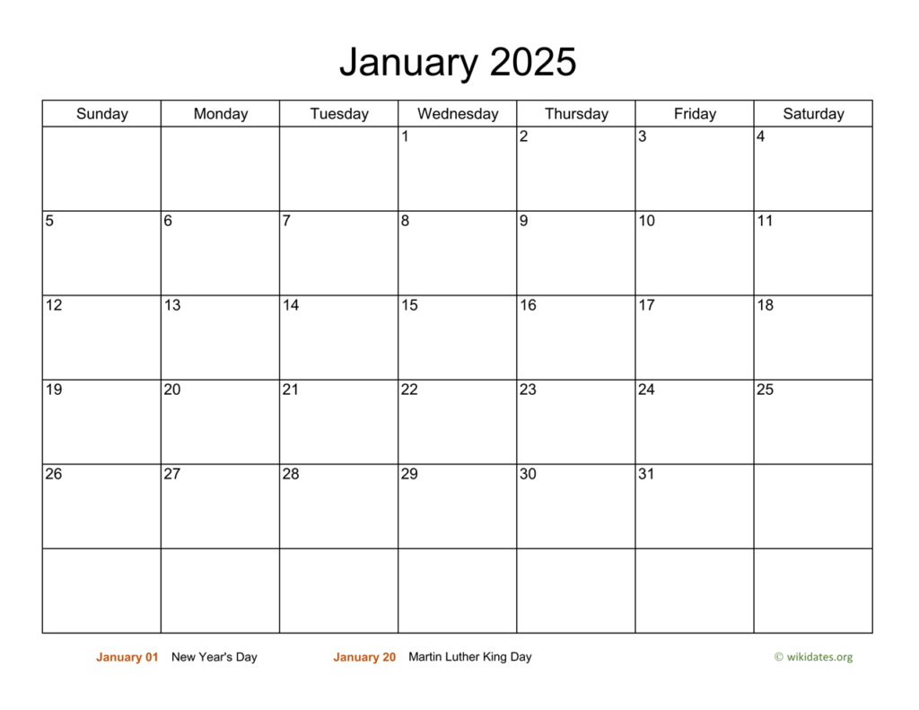 2025 Blank Calendar Monthly Pdf Calendar Liuka Prissie