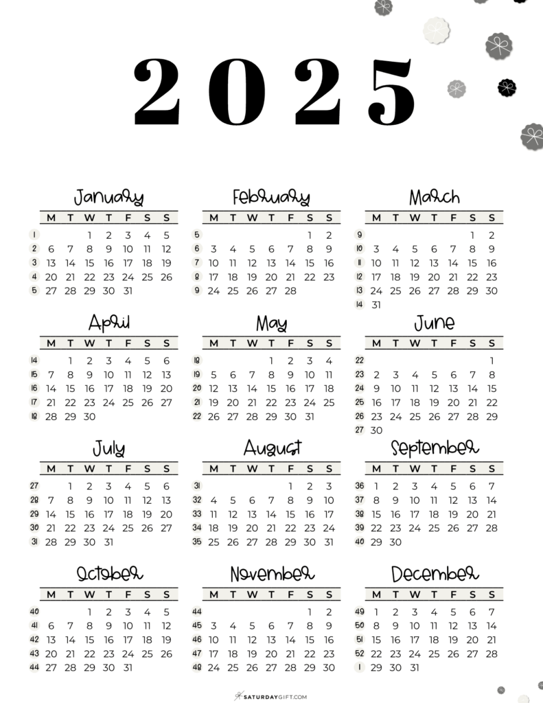 2025 Calendar With Week Numbers