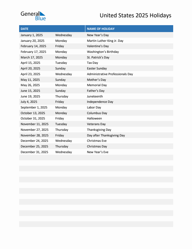 2025 Holiday Calendar USA List Of Disney Project 2025