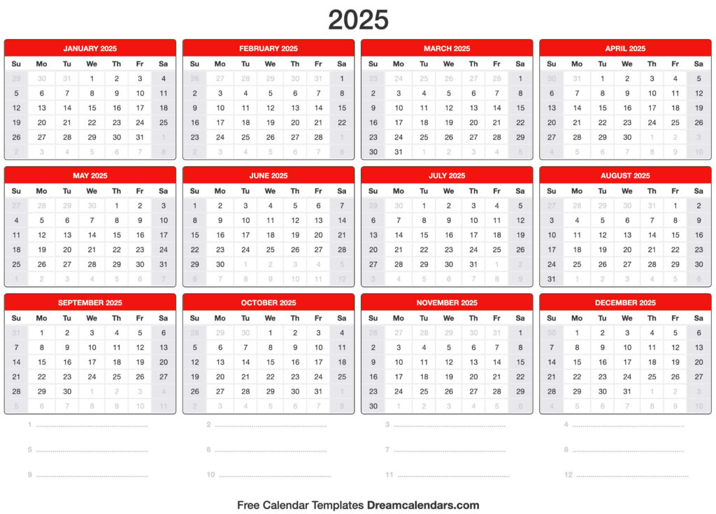 2025 Printable Calendar Printable Word Searches