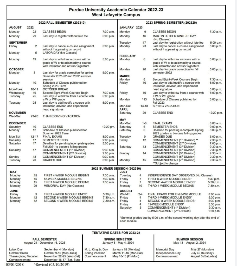 Academic Calendar Purdue 23 24 Purdue Northwest 2024 Calendar Jan 2024 