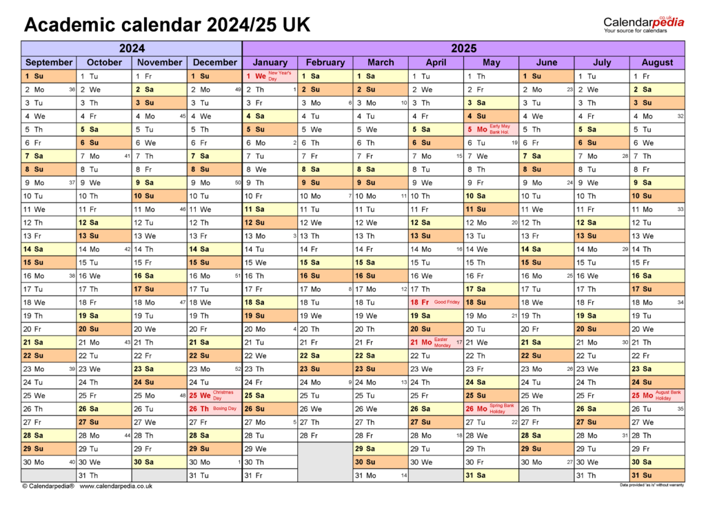 Academic Calendars 2024 2025 Free Printable Pdf Templates Two Year For 