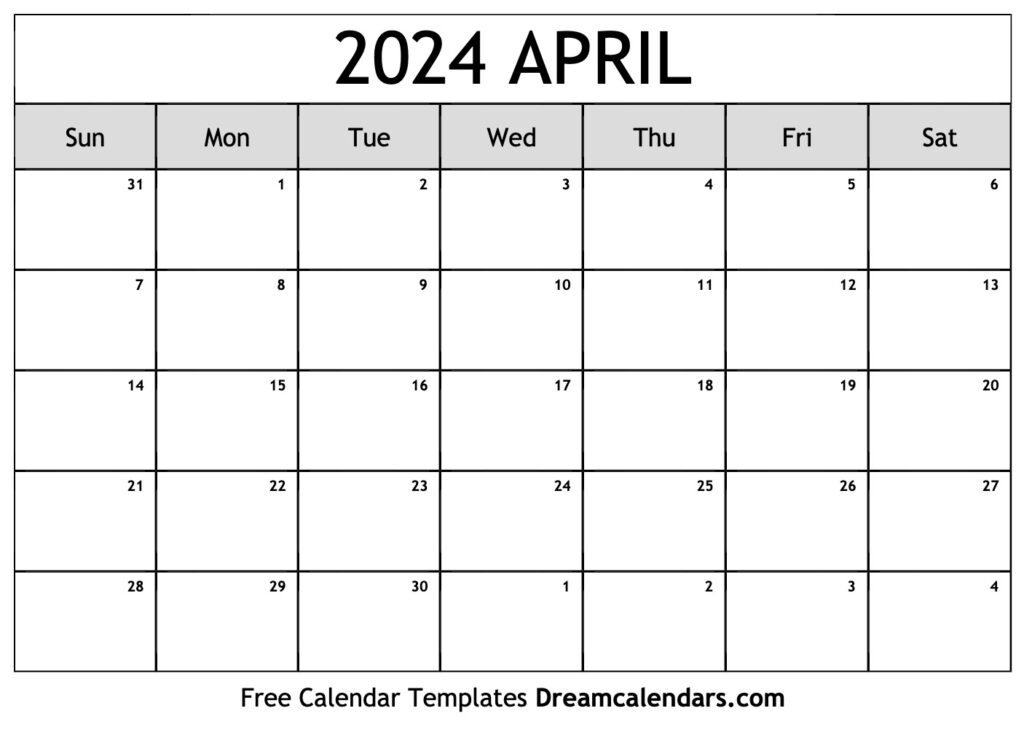 April 2024 Calendar Free Printable With Holidays And Observances