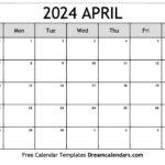 April 2024 Calendar Free Printable With Holidays And Observances