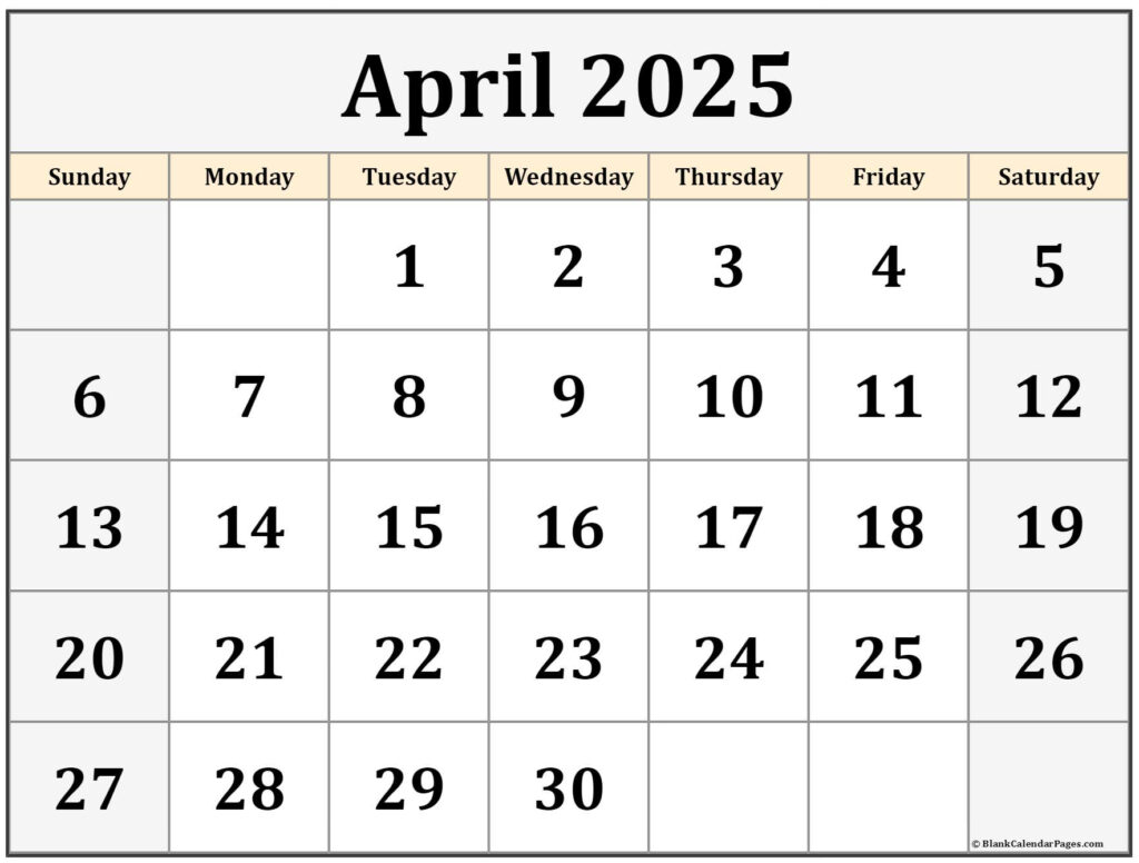 April 2025 Calendar Free Printable Calendar