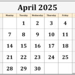 April 2025 Calendar Free Printable Calendar