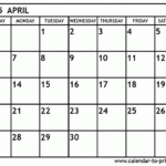 April 2025 Calendar Printable