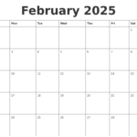 February 2025 Printable December Calendar