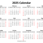 Free Printable Yearly Calendar 2025