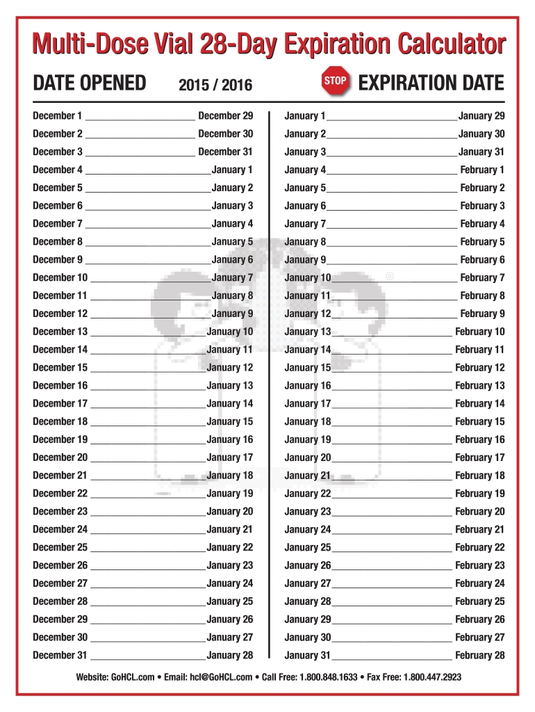 Gohcl 28 Day Expiration Pdf 2020 Calendar Template 2023