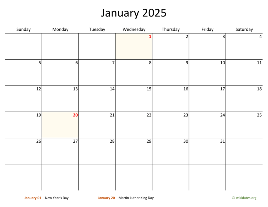 January 2025 Printable Calendar Glenn Alexina