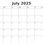 July 2025 Printable Calendar Templates