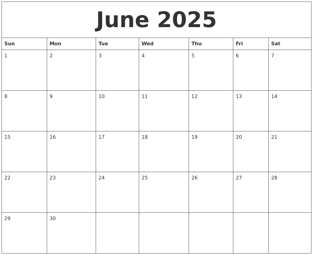 June 2025 Calendar