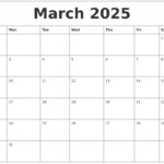 March 2025 Free Calendar Printable