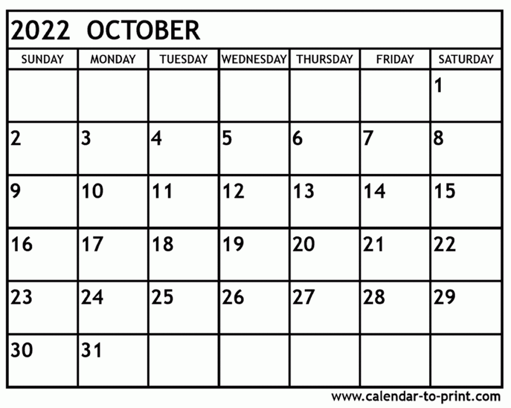 October 2022 Calendar Free Printable Calendar Pretty October 2022