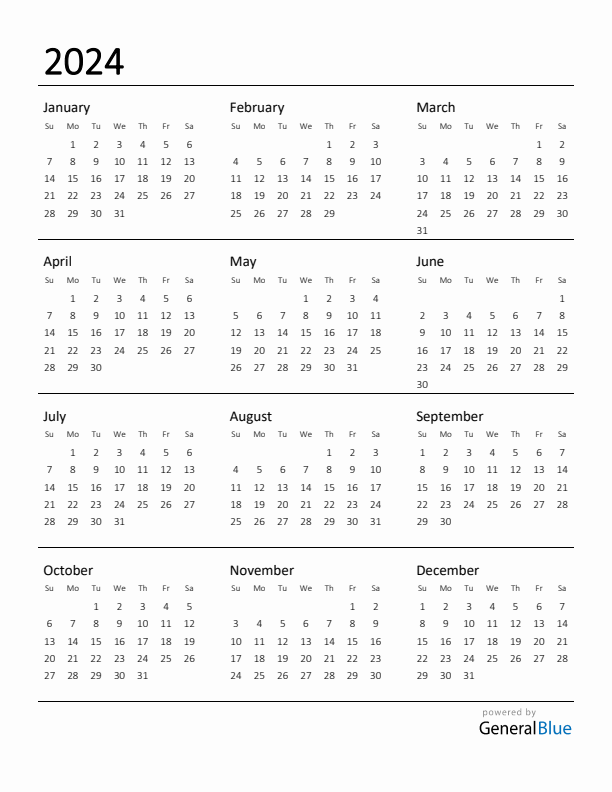 Printable 2024 Word Calendar Afton Shauna