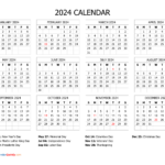 Printable Calendar 2024 With Holidays