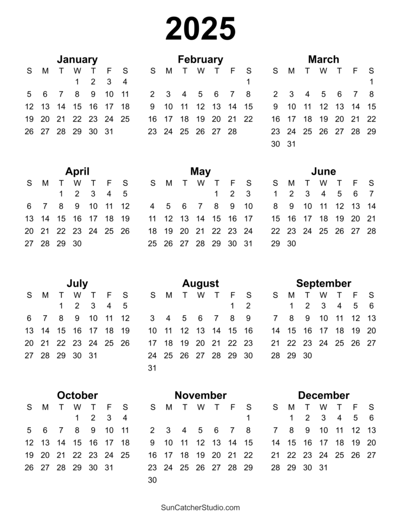 2025 Free Printable Calendar Calendars 2025