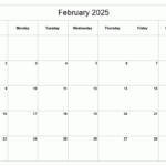 Printable February 2025 Calendar Classic Blank Sheet