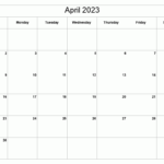 Printable Monthly Calendar April 2023 Printable Calendar 2023