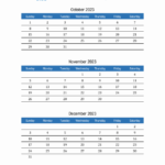 Q4 Quarterly Calendar 2023 In PDF Word Excel