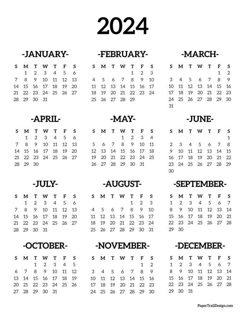 Year At A Glance Calendar 2024 Free Printable Audrey Darrelle