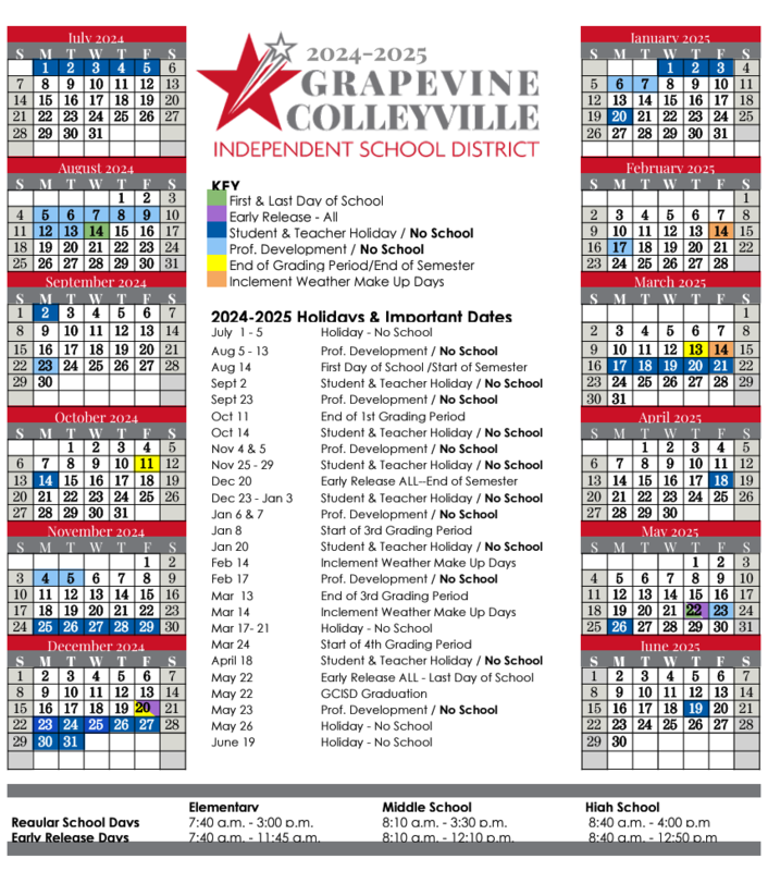 2024 2025 Instructional Calendar Approved Grapevine Colleyville 