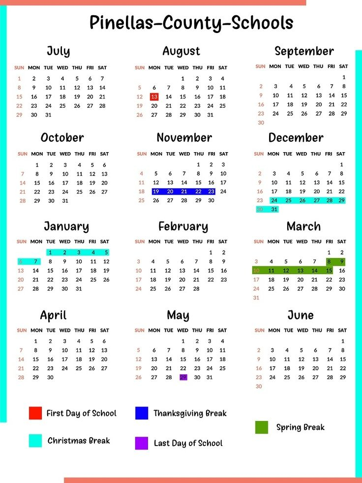 2024 2025 Pinellas County School Calendar 2024 Calendar 2024 Printable