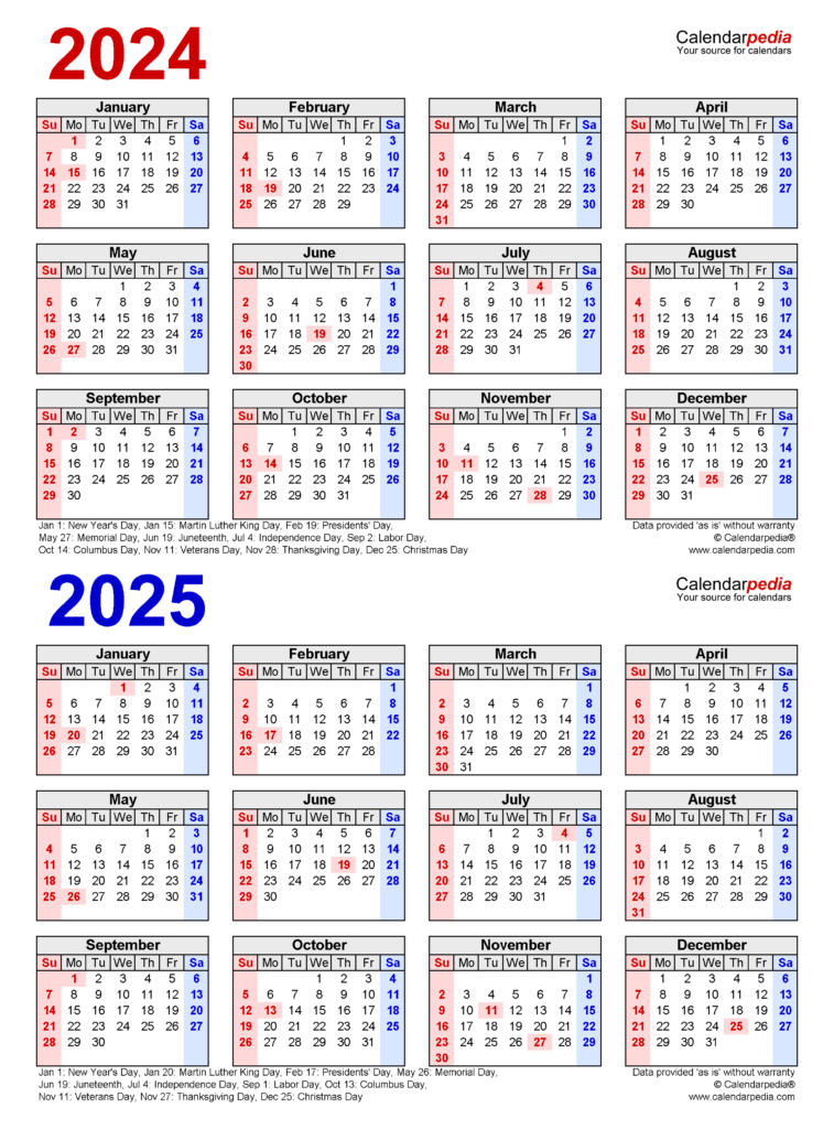 2024 2025 Printable Calendar Template 2024 Monthly Template Marys Sheilah