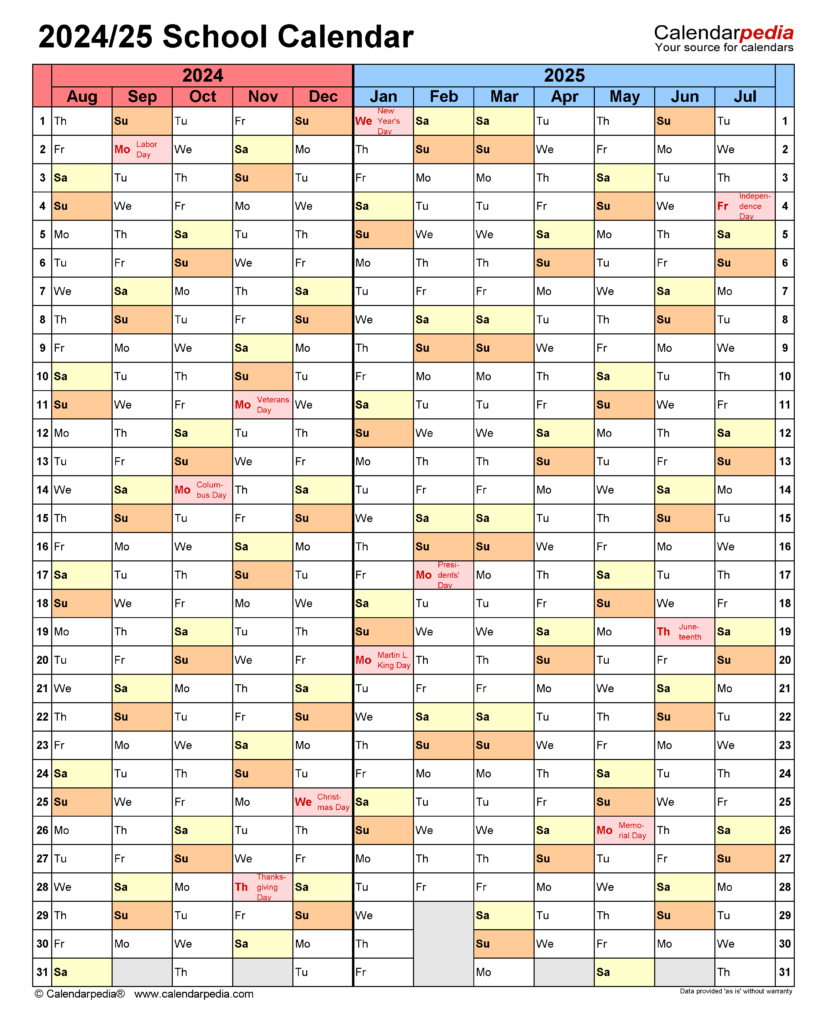 2024 2025 School Calendar