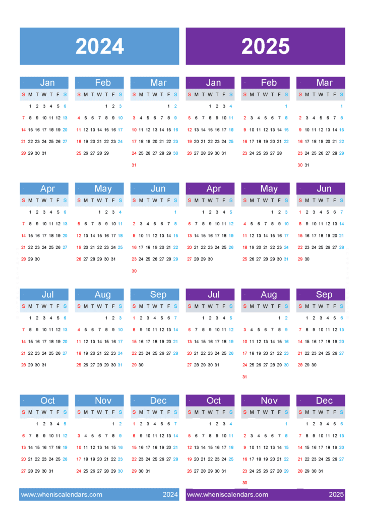 2024 2025 Two Year Calendar Free Printable Pdf Templates 8250 Hot