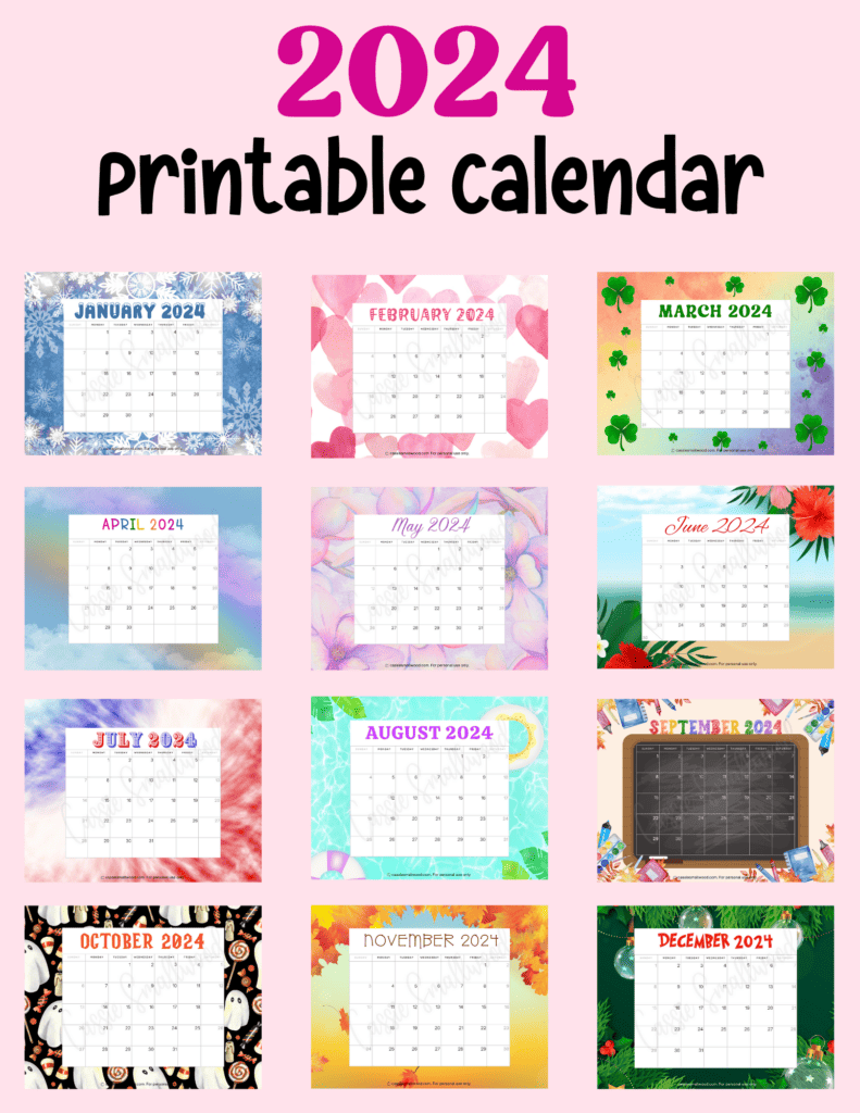 2024 Pretty Printable Calendar Drusy Nikolia