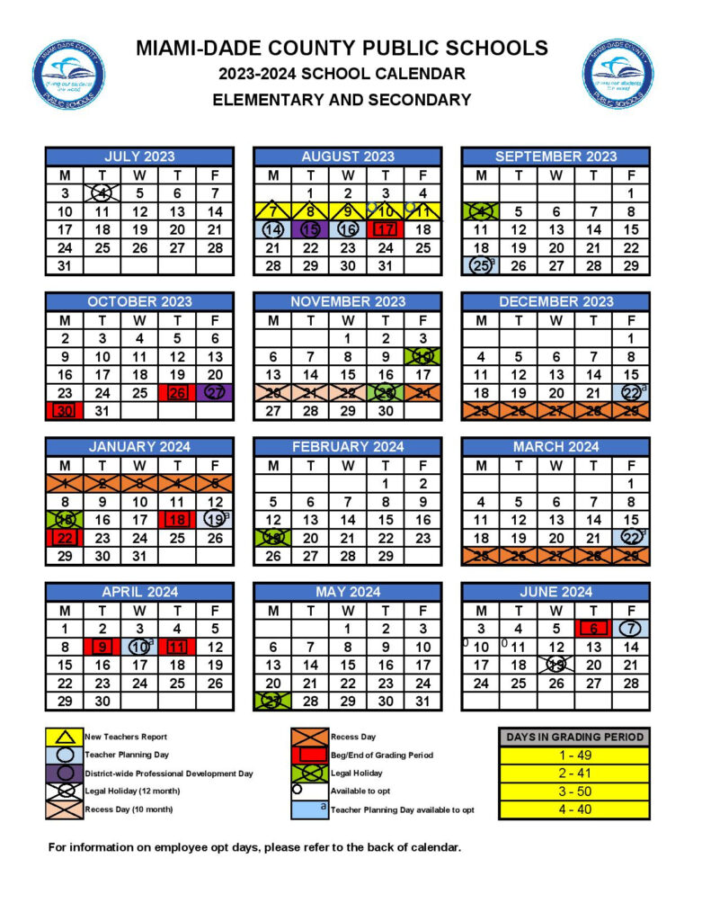 2025 2026 Miami Dade County Public Schools M DCPS Calendar A 