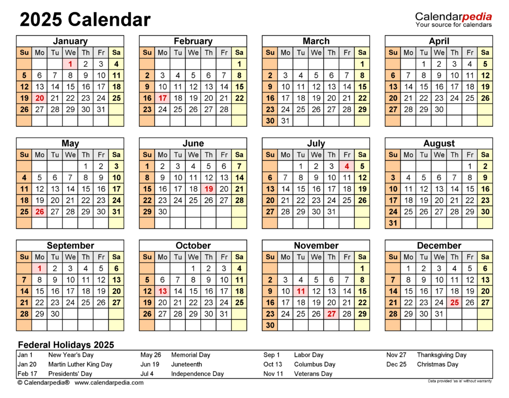 2025 Calendar Free Printable Excel Templates Calendarpedia