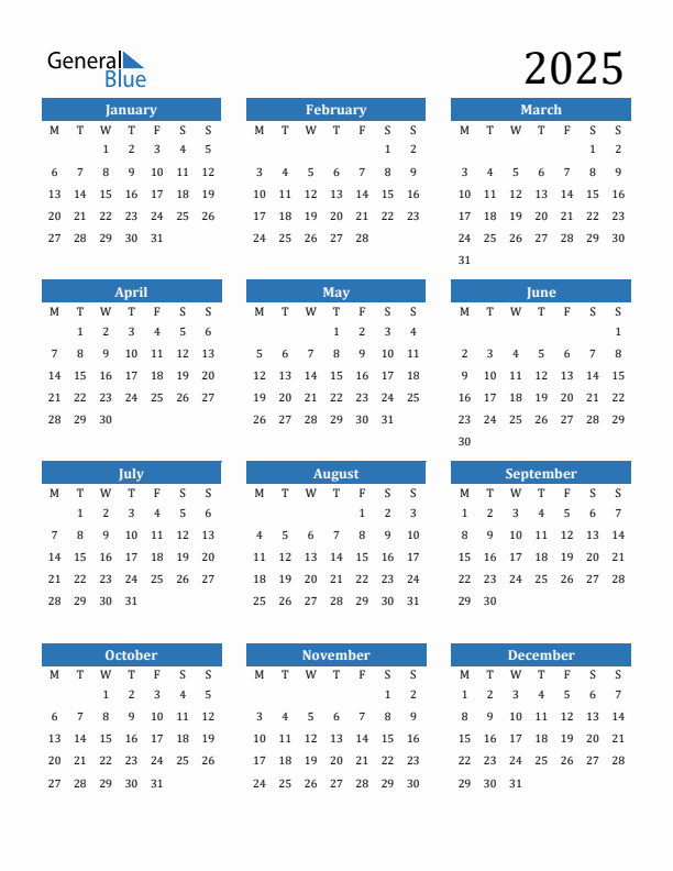 2025 Calendar Starting On Monday A Comprehensive Guide Calendar 