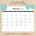 2025 Editable Indesign Calendar Template Adobe 13 Month 2025 Calendar