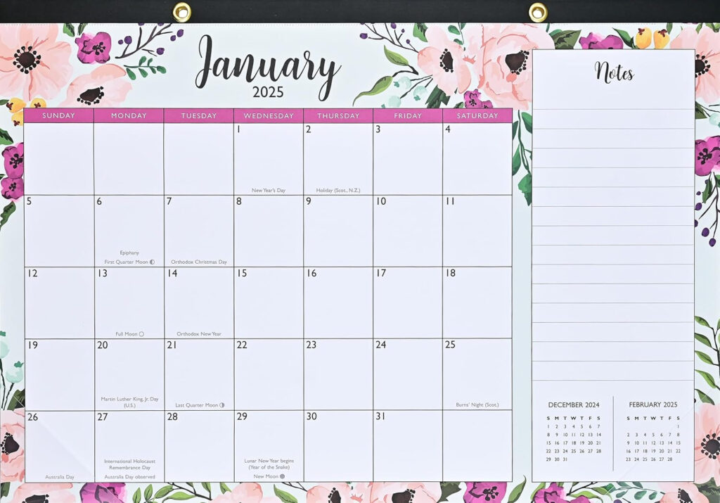 2025 Floral Desk Pad And Wall Calendar 11 X 17 12 Month Calendar 