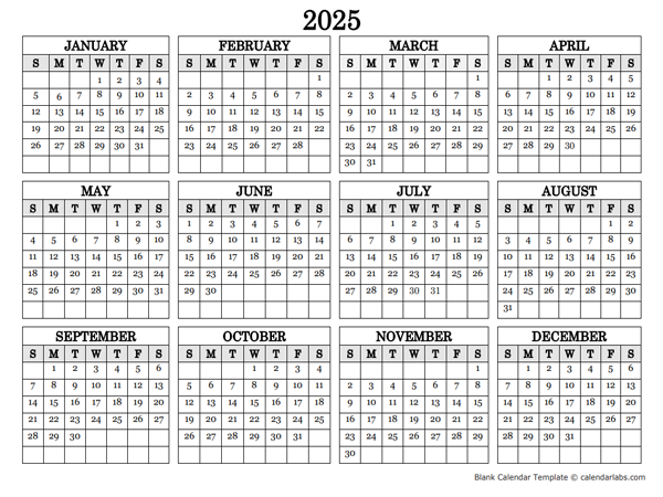 2025 Landscape Printable Calendar Free Printable Templates