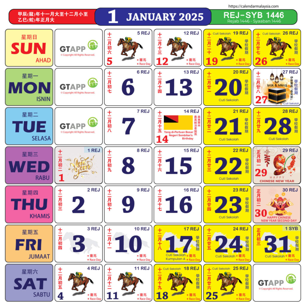 2025 Malaysia Horse Calendar A Detailed Overview Calendar 2025 