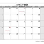 2025 Monthly Calendar Printable Free With Holidays 2025 Andie Blancha