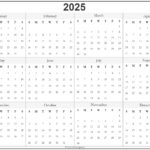 2025 Year Calendar Yearly Printable