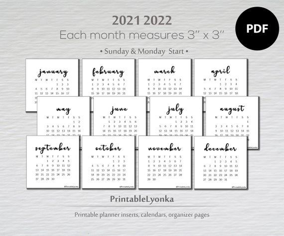 3 X 3 Inches 2024 2025 Mini Desk Calendar Small Monthly Calendar 