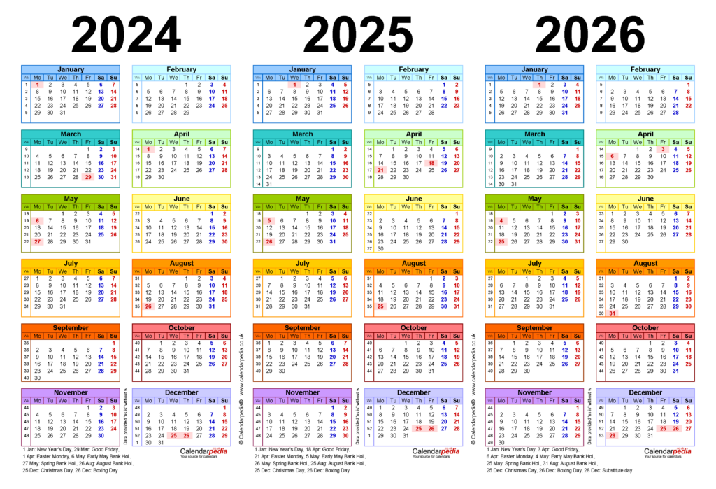 3 Year Calendar 2024 2025 2026 A Comprehensive Overview Calendar 