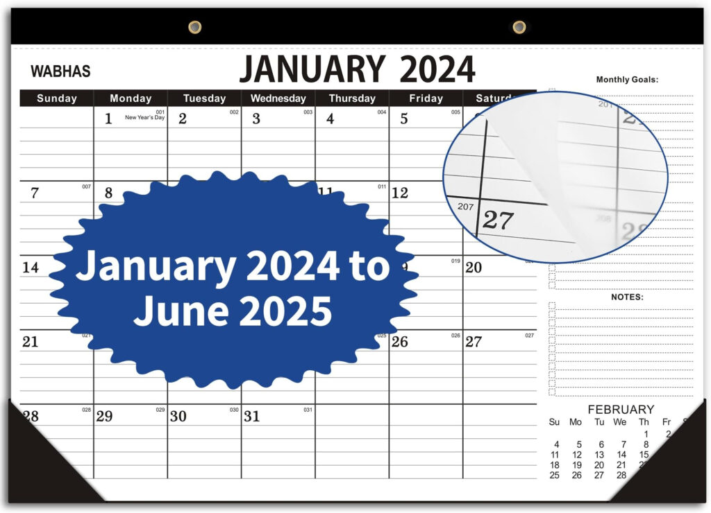 Amazon SUNEE 2024 2025 Desk Calendar Large 22x17 From Now To June 