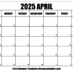 April 2025 Calendar Free Printable With Holidays And Observances